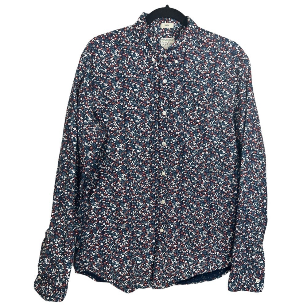 J. Crew Mens Slim Fit Ditsy Floral Button Down Shirt‎ Long Sleeve Size Large